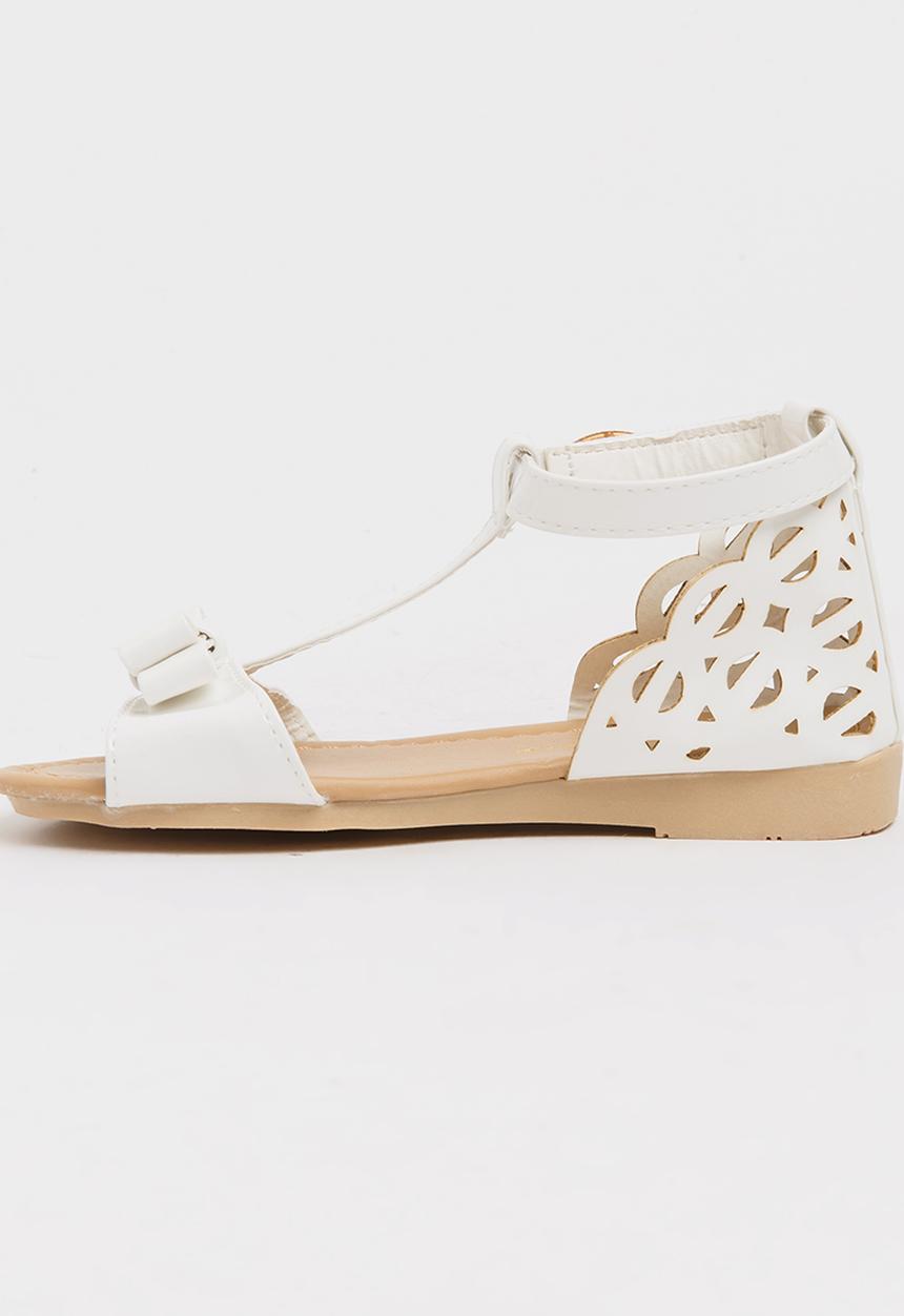 Pop Candy - T-Bar Sandals with Bow White