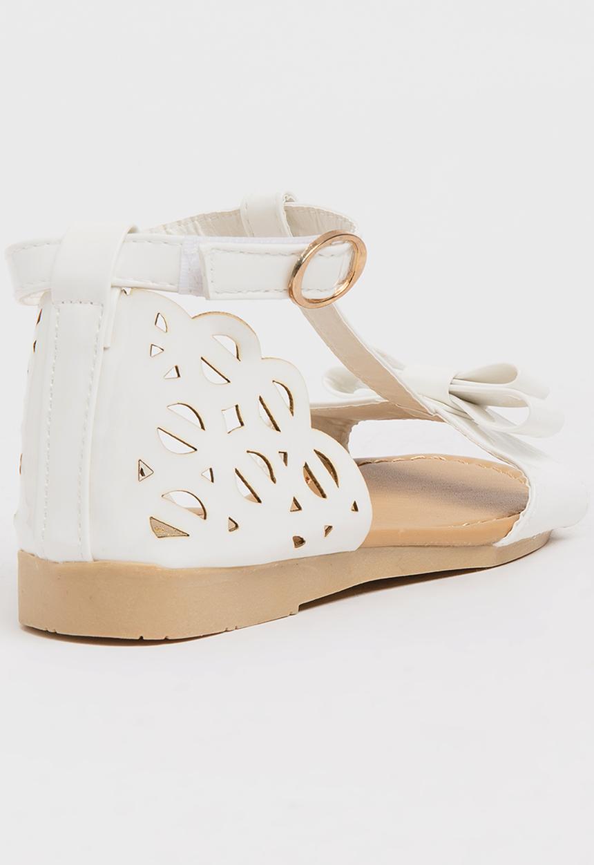 Pop Candy - T-Bar Sandals with Bow White