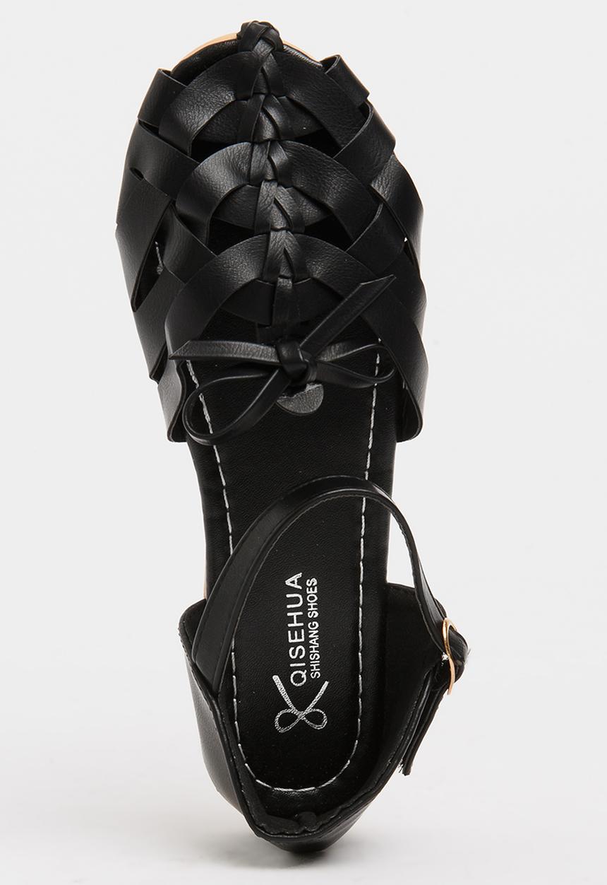 Pop Candy - Girls Cage Sandal Black