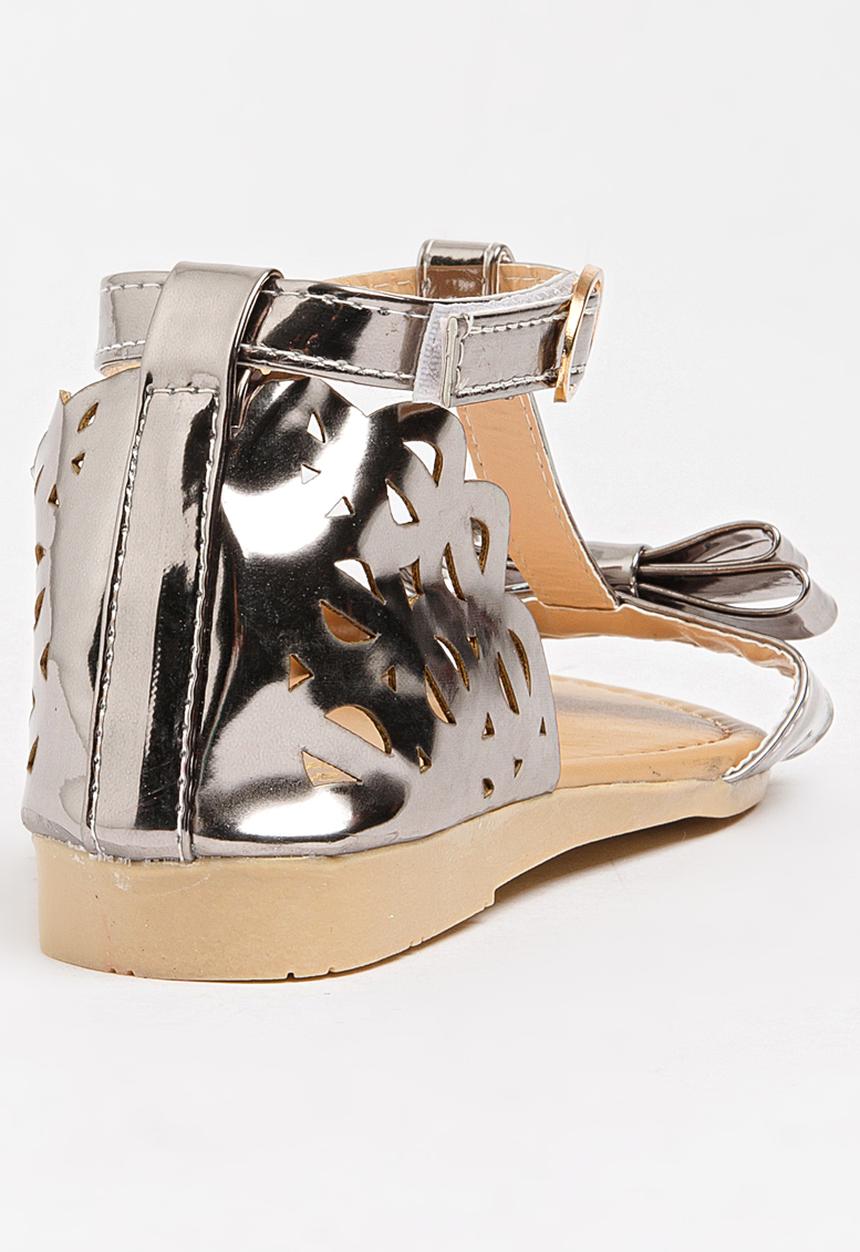 Pop Candy - T-Bar Sandals with Bow Silver