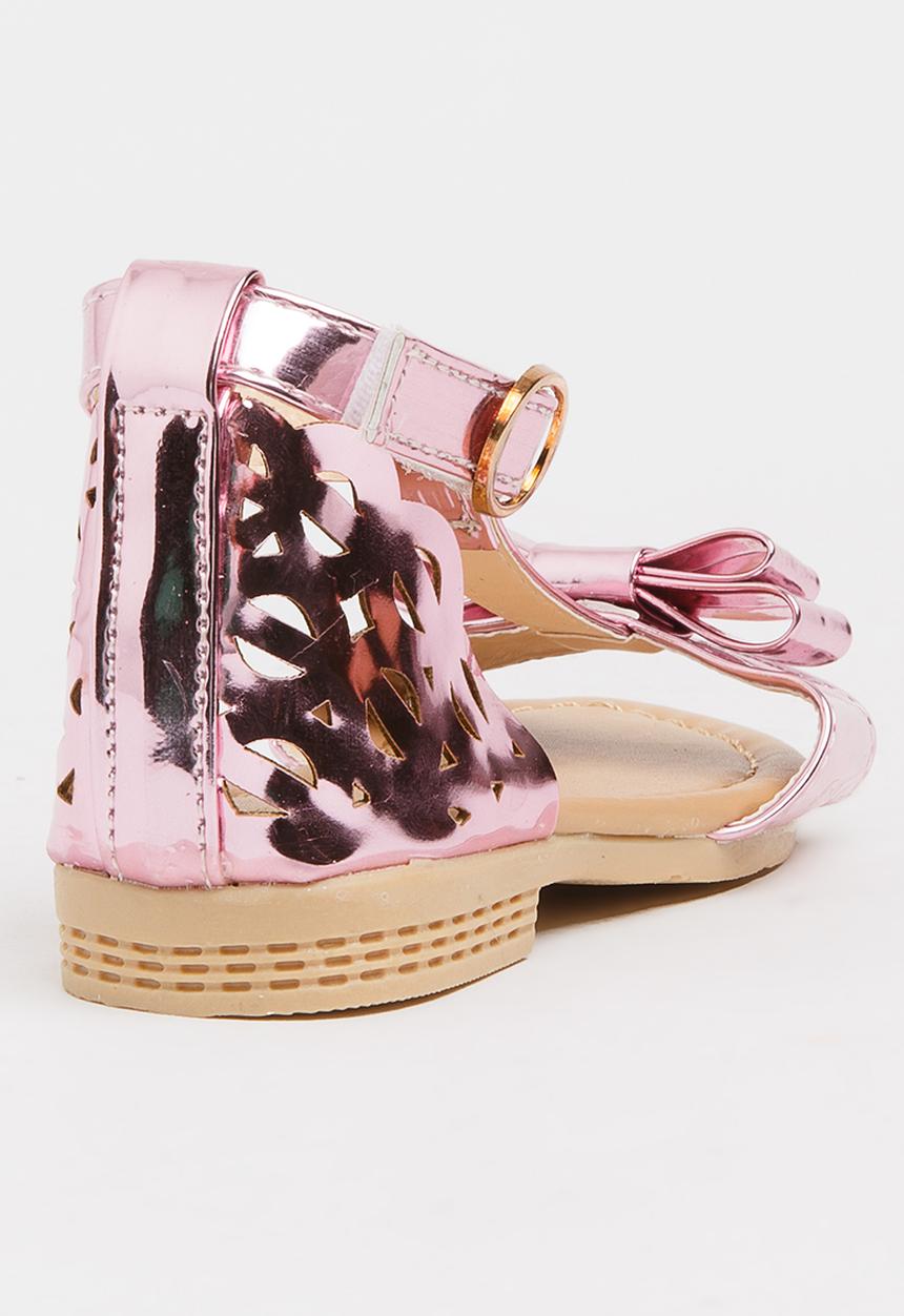 Pop Candy - T-Bar Sandals with Bow Pale Pink