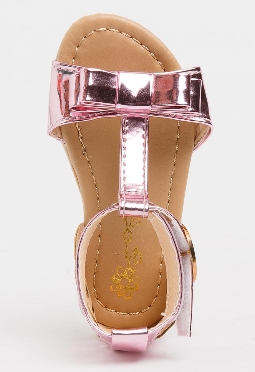 Pop Candy - T-Bar Sandals with Bow Pale Pink