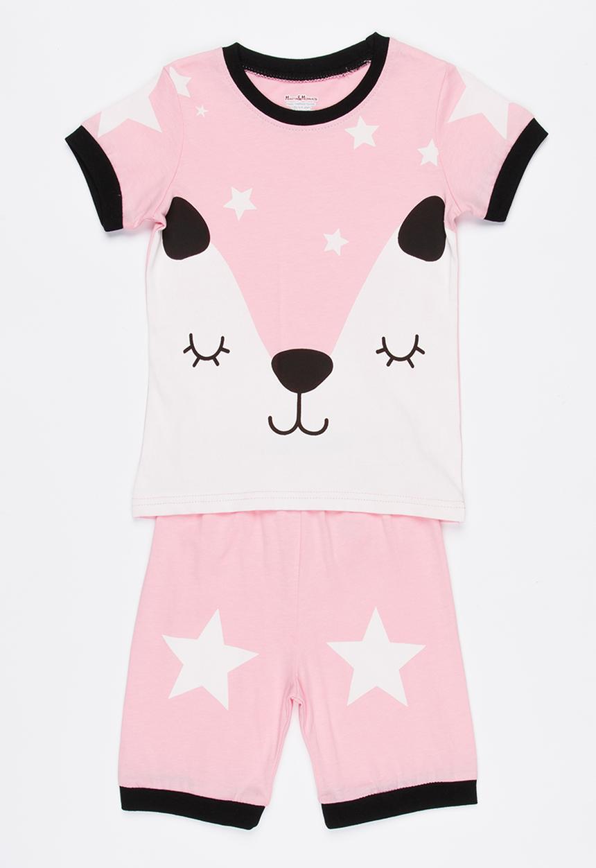 Pop Candy - Girls  Printed  PJ Set Pale Pink