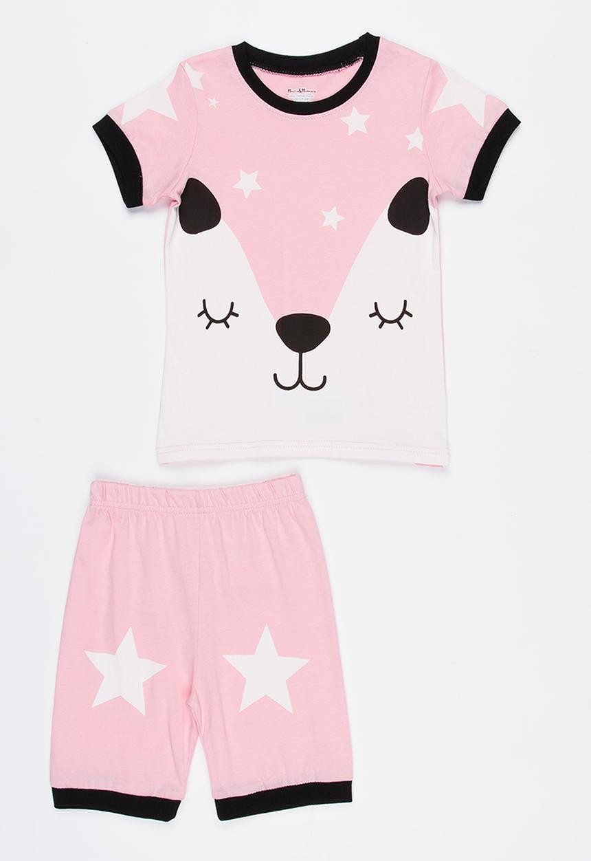 Pop Candy - Girls  Printed  PJ Set Pale Pink