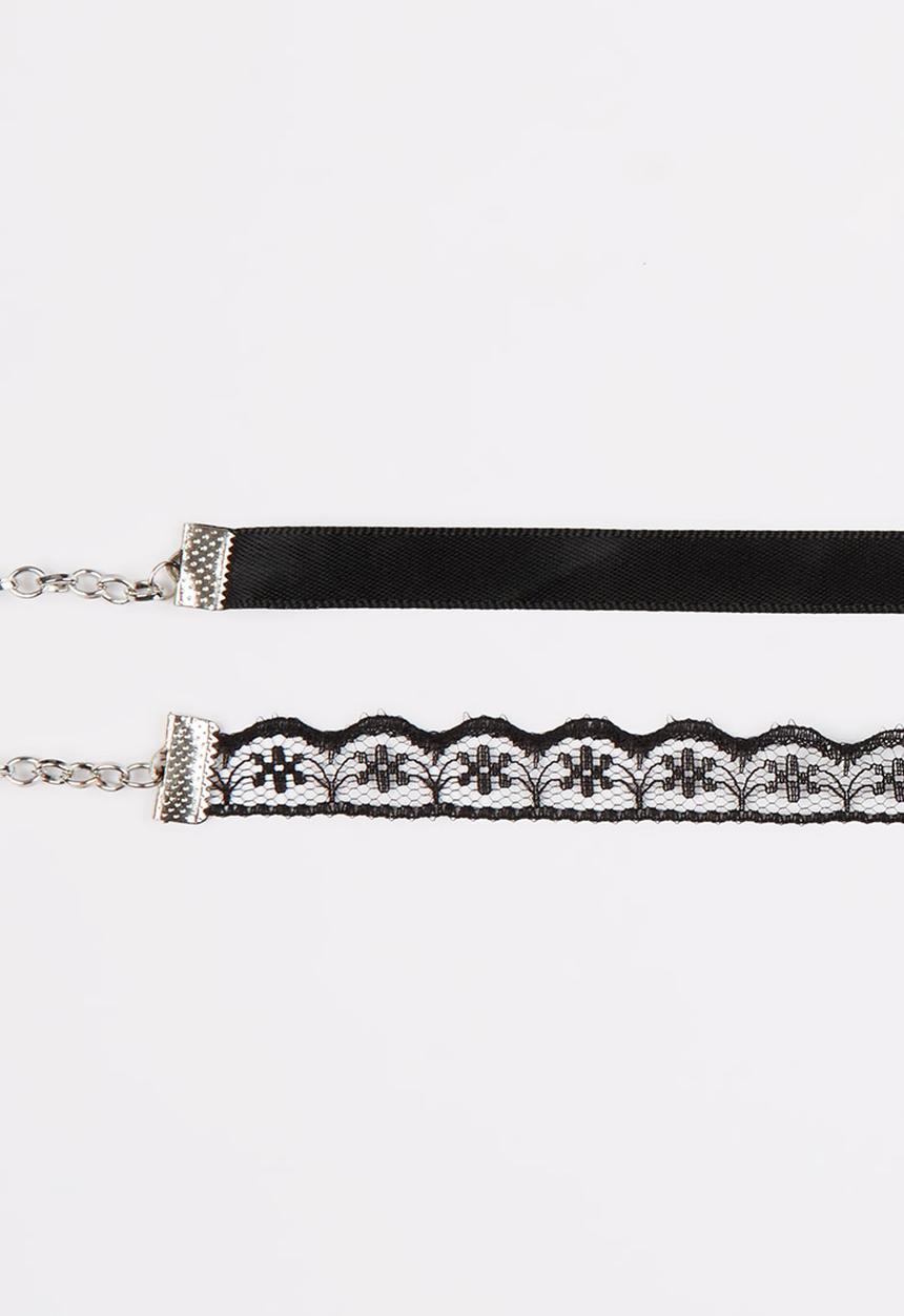 Jewels and Lace - Choker Twin Pack Black