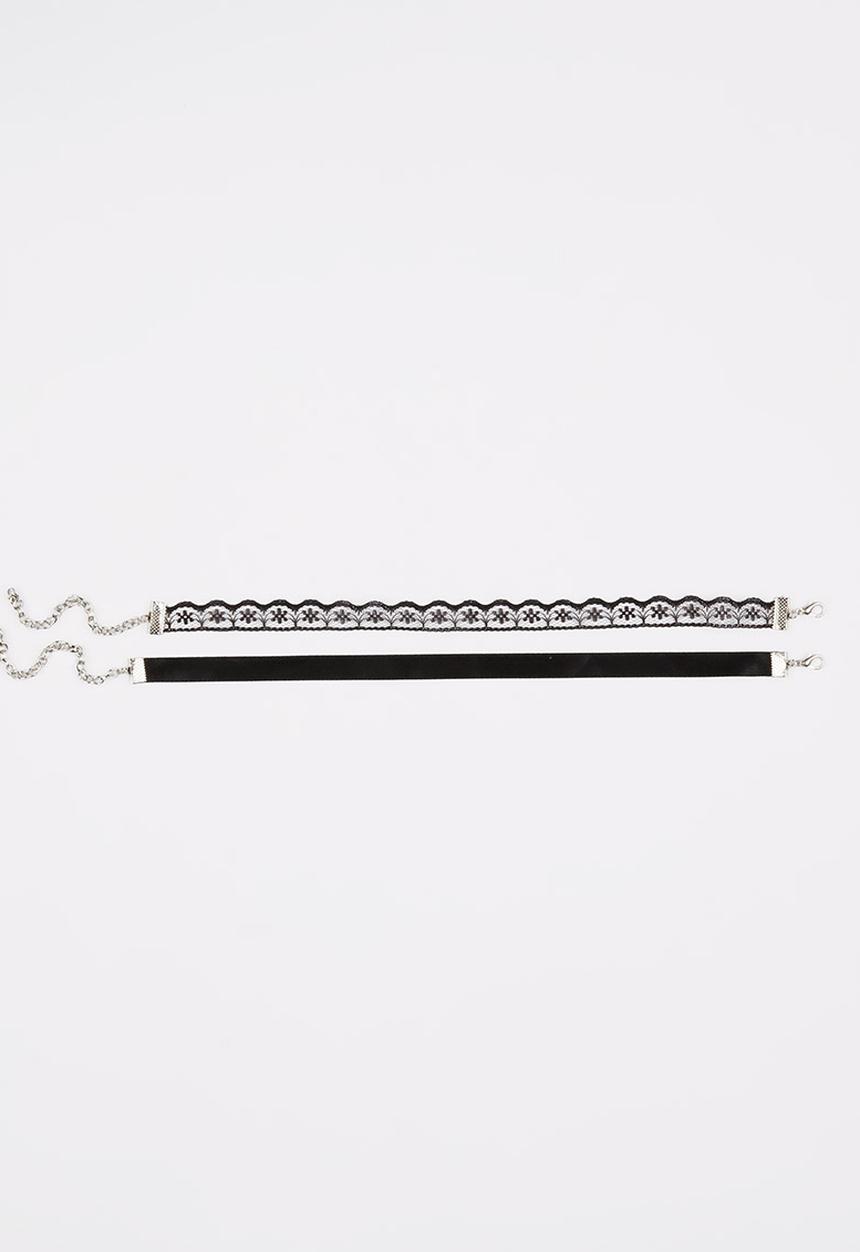 Jewels and Lace - Choker Twin Pack Black