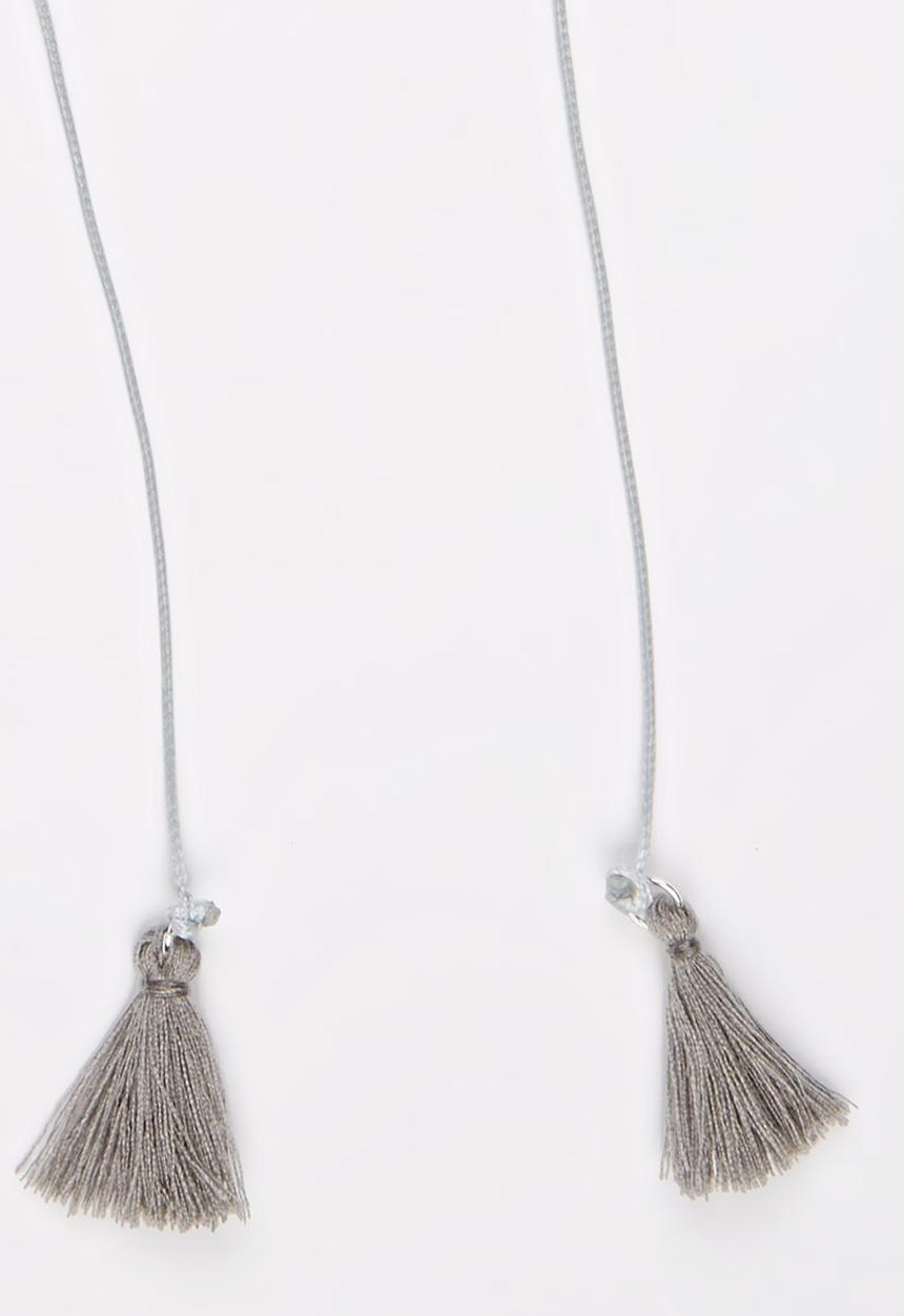 Jewels and Lace - Tassel Bead Choker Grey