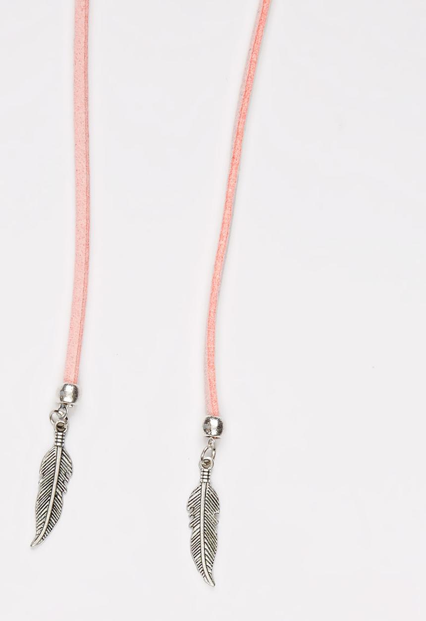 Jewels and Lace - Feather Wrap Choker Mid Pink