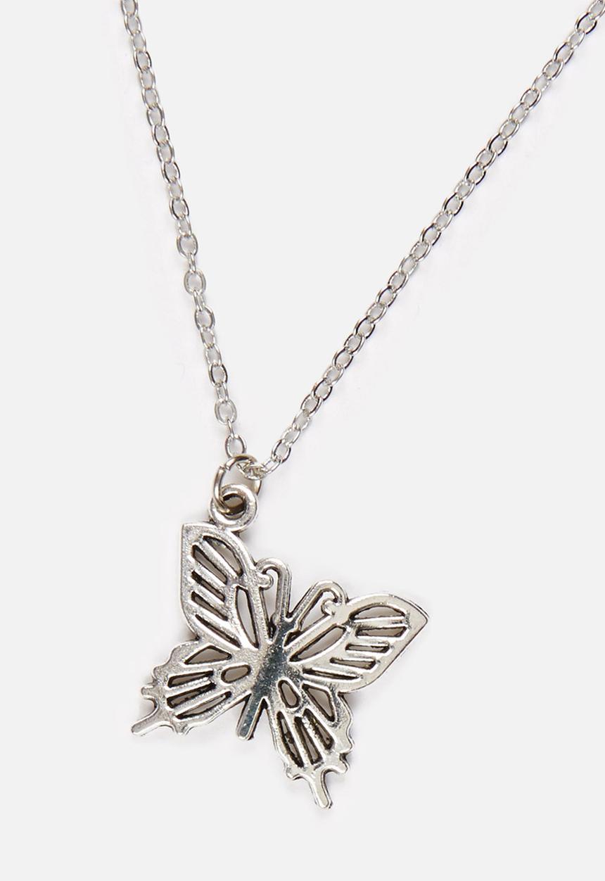 Jewels and Lace - Butterfly Necklace Silver