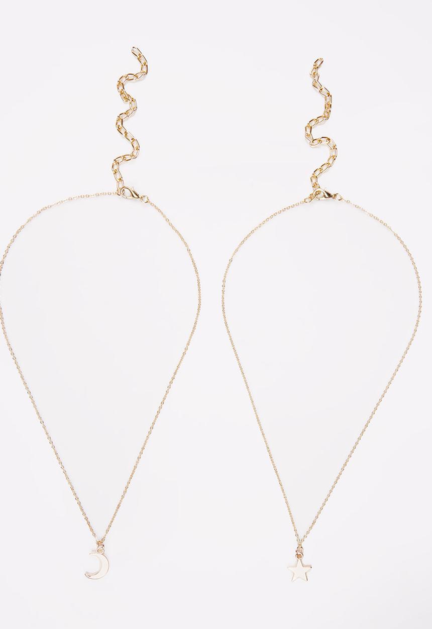 Jewels and Lace - Moon and Stars Necklace Twinpack Gold