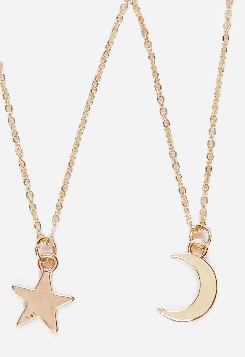 Jewels and Lace - Moon and Stars Necklace Twinpack Gold