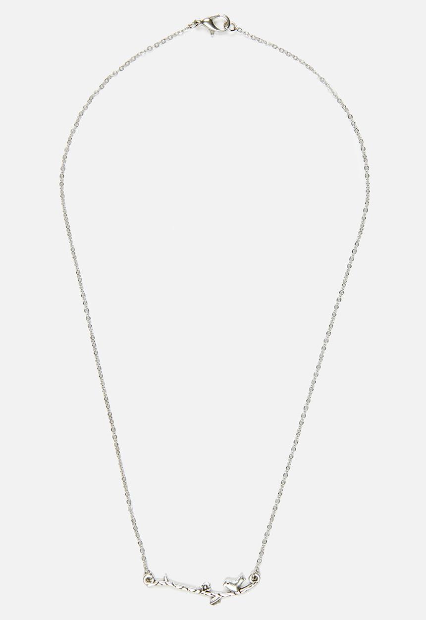 Jewels and Lace - Floating Bird Necklace Silver
