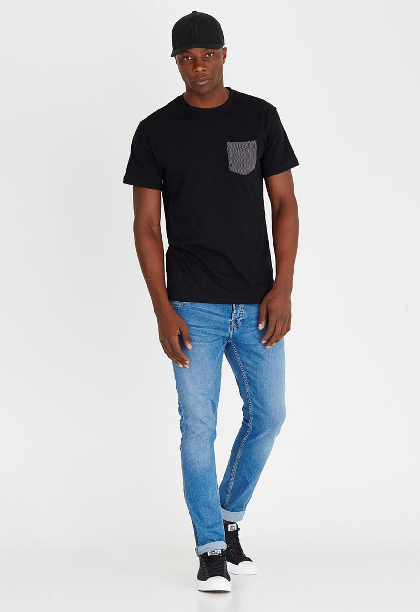 JEEP SPIRIT - Polka Dot Pocket T Shirt Black
