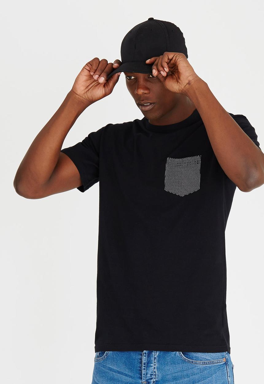 JEEP SPIRIT - Polka Dot Pocket T Shirt Black