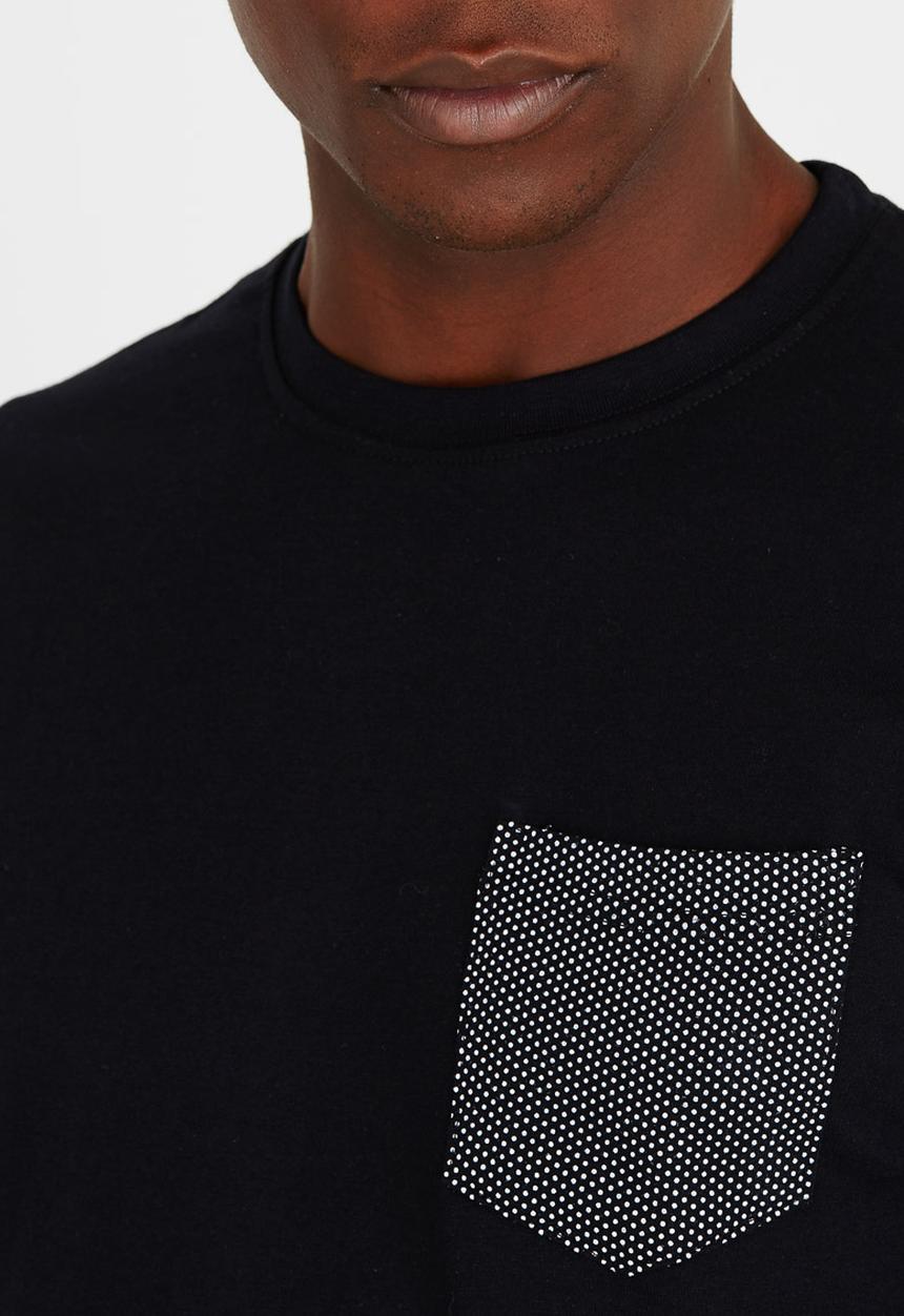 JEEP SPIRIT - Polka Dot Pocket T Shirt Black