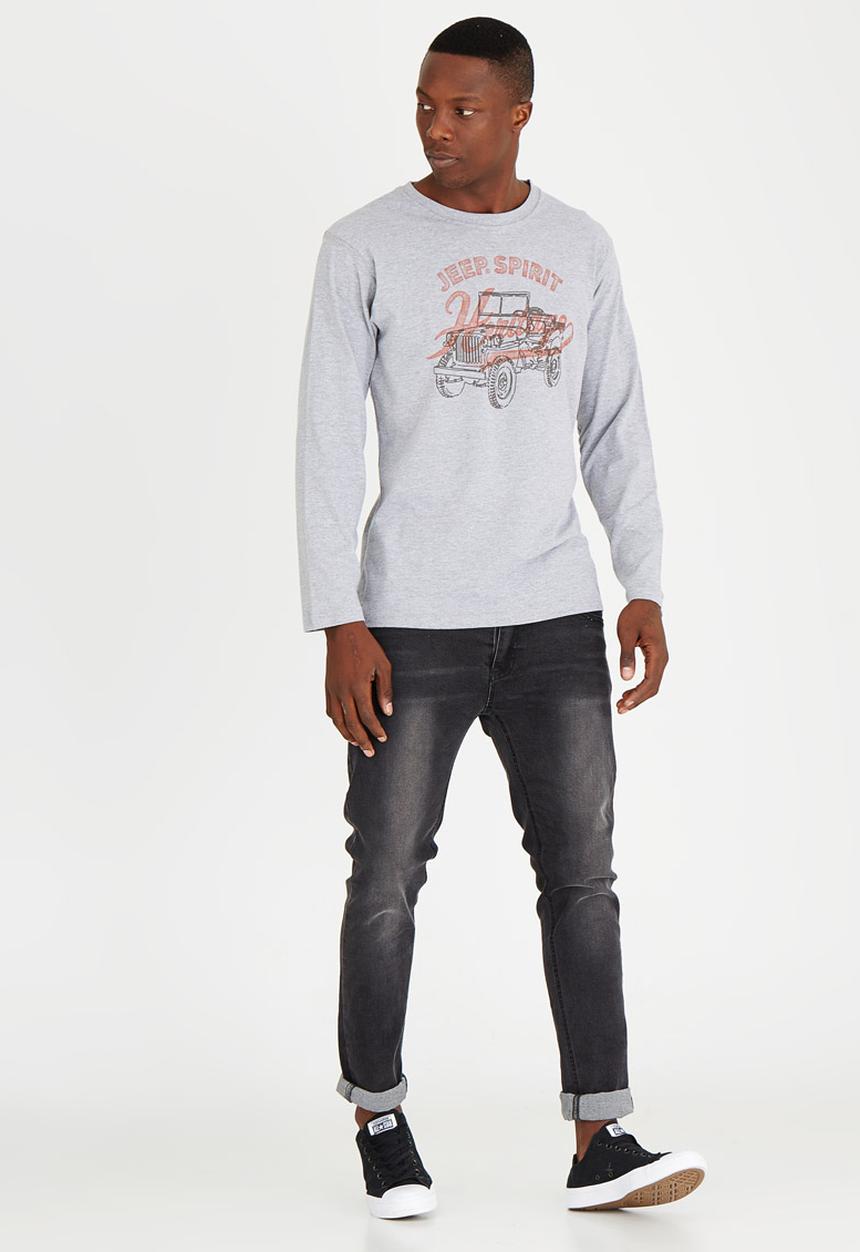 JEEP SPIRIT - Print T Shirt Grey Melange