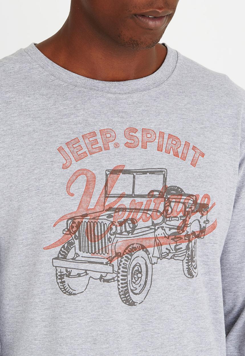 JEEP SPIRIT - Print T Shirt Grey Melange