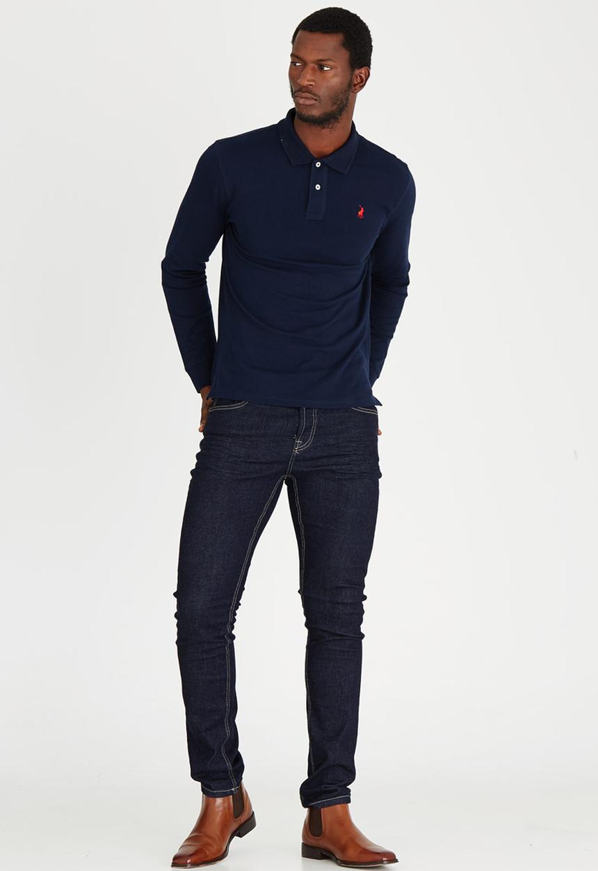 POLO - Pique Long Sleeve Golfer Navy