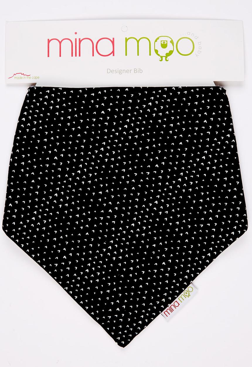 Mina Moo - Tiny Hearts Bib Black and White