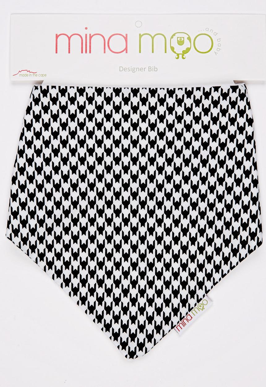 Mina Moo - Mono Houndstooth Bib Black and White