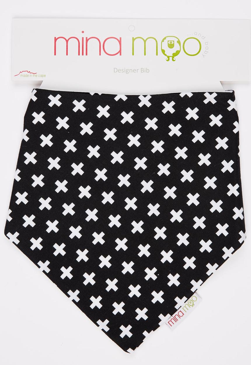 Mina Moo - Black Swiss Cross Bib Black and White