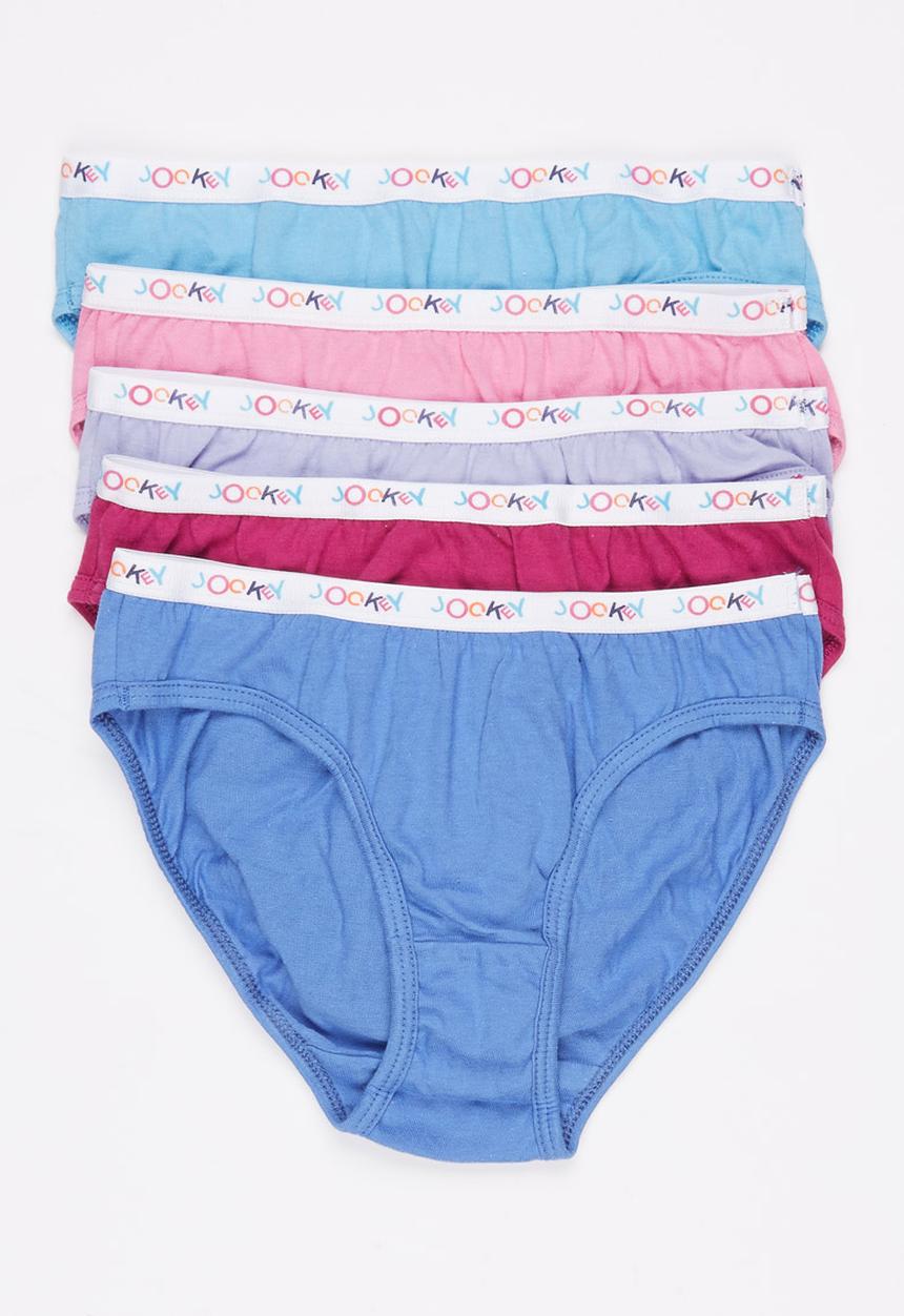 Jockey - 5 PK Girls Plain French Cut Multi-colour