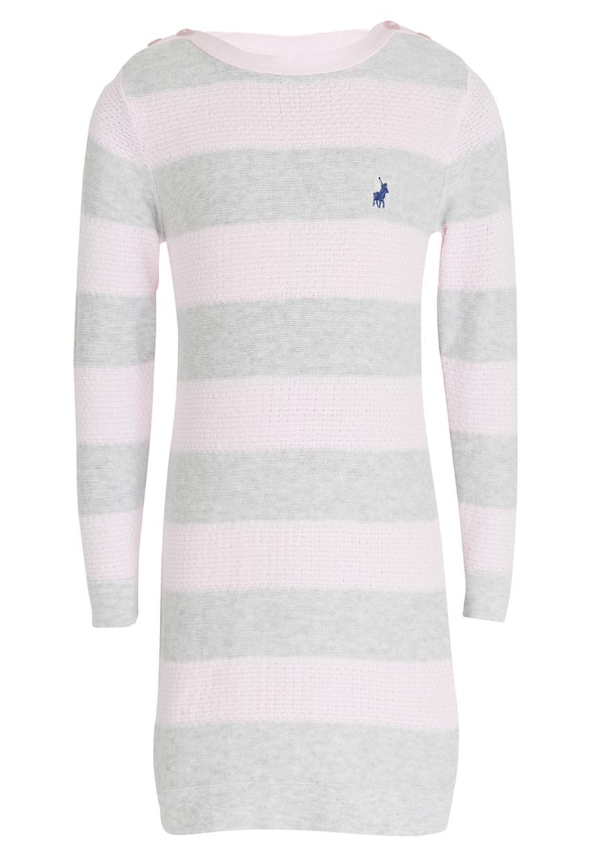 POLO - Nicola Ls Stripe Knit Dress Grey