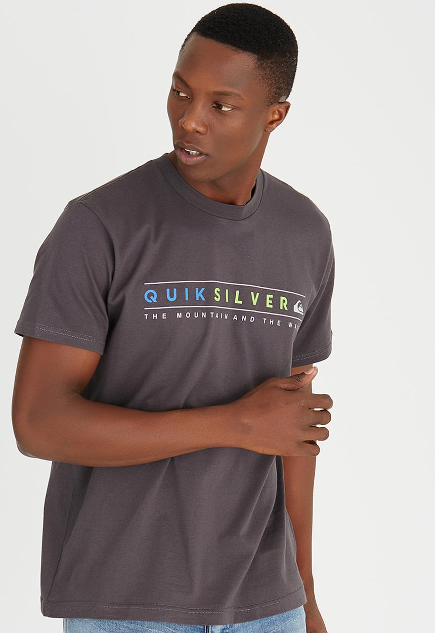 Quiksilver - Printed Classic Fit Cotton Tee Charcoal