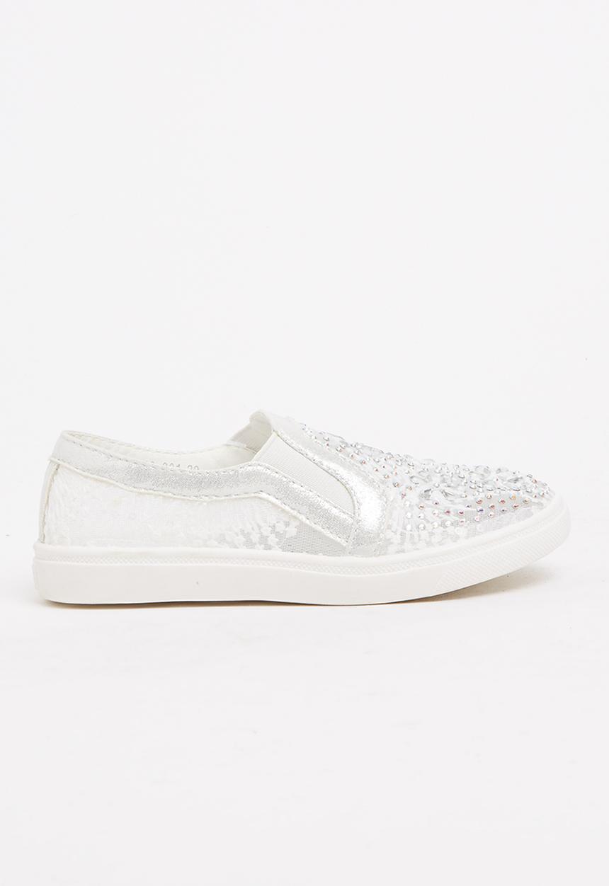 Pop Candy - Mesh Embellished Loafer White