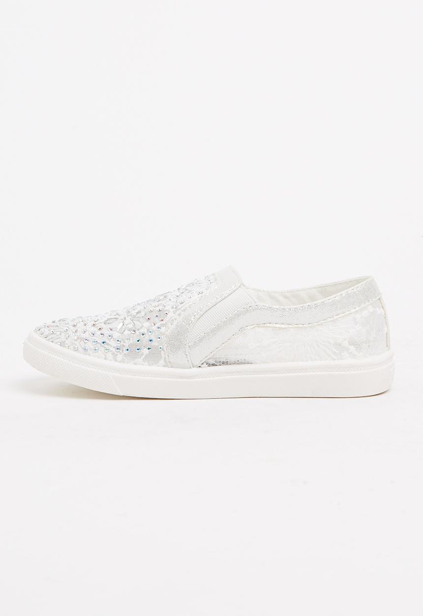 Pop Candy - Mesh Embellished Loafer White