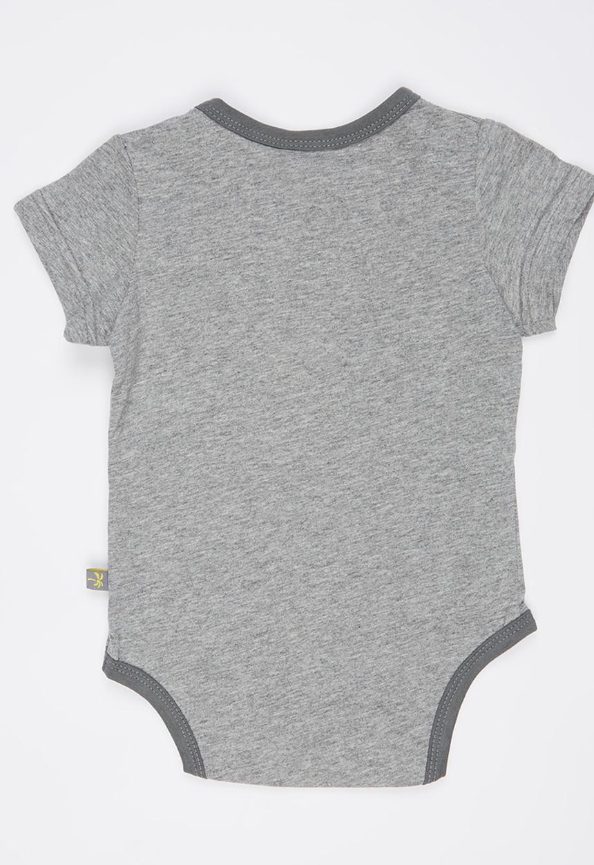 Peninsula Baby - Elephant Printed Bodysuit Grey Melange