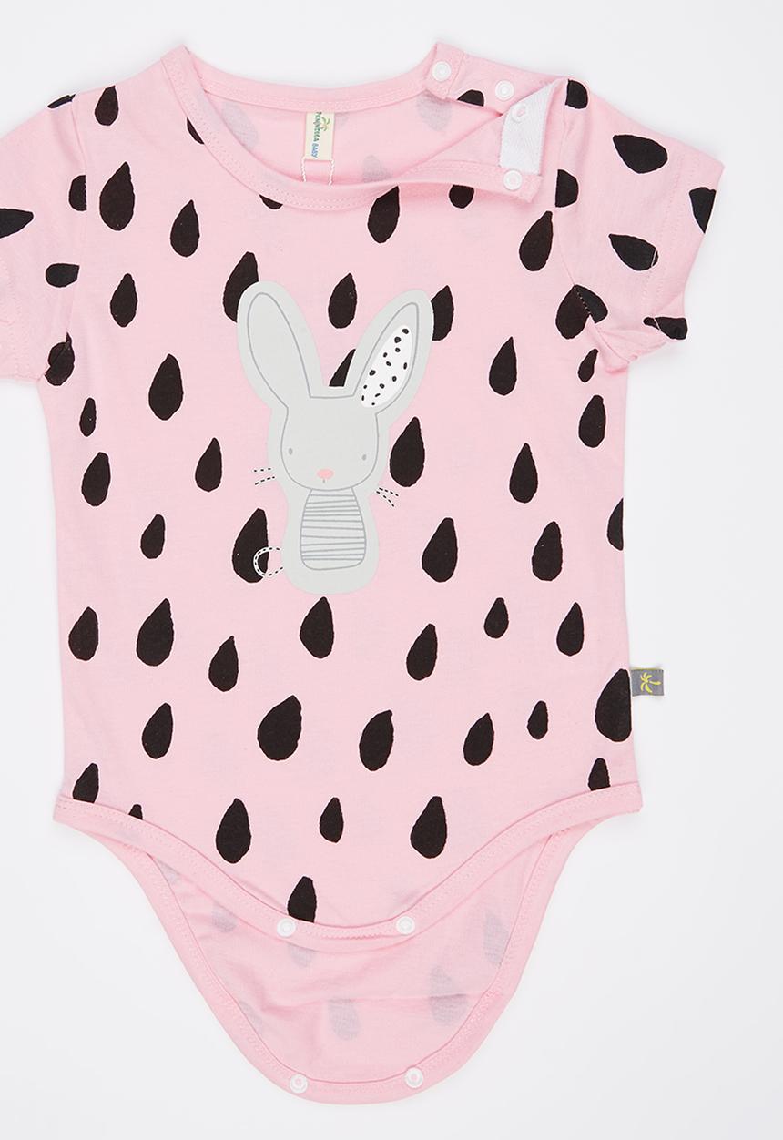 Peninsula Baby - Bunny All Over Printed Bodysuit Pale Pink