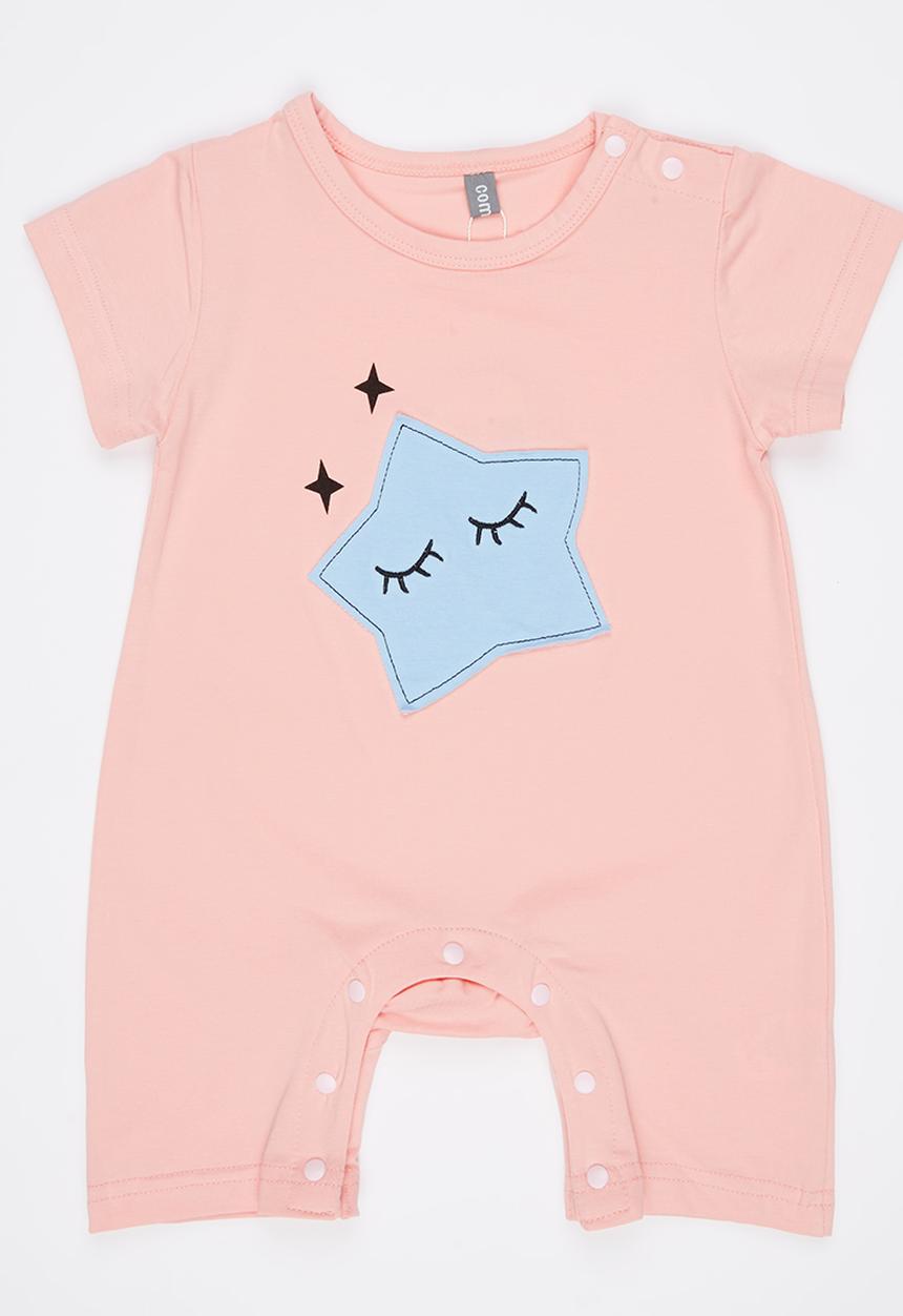 Peninsula Baby - Star Applique Romper Pale Pink