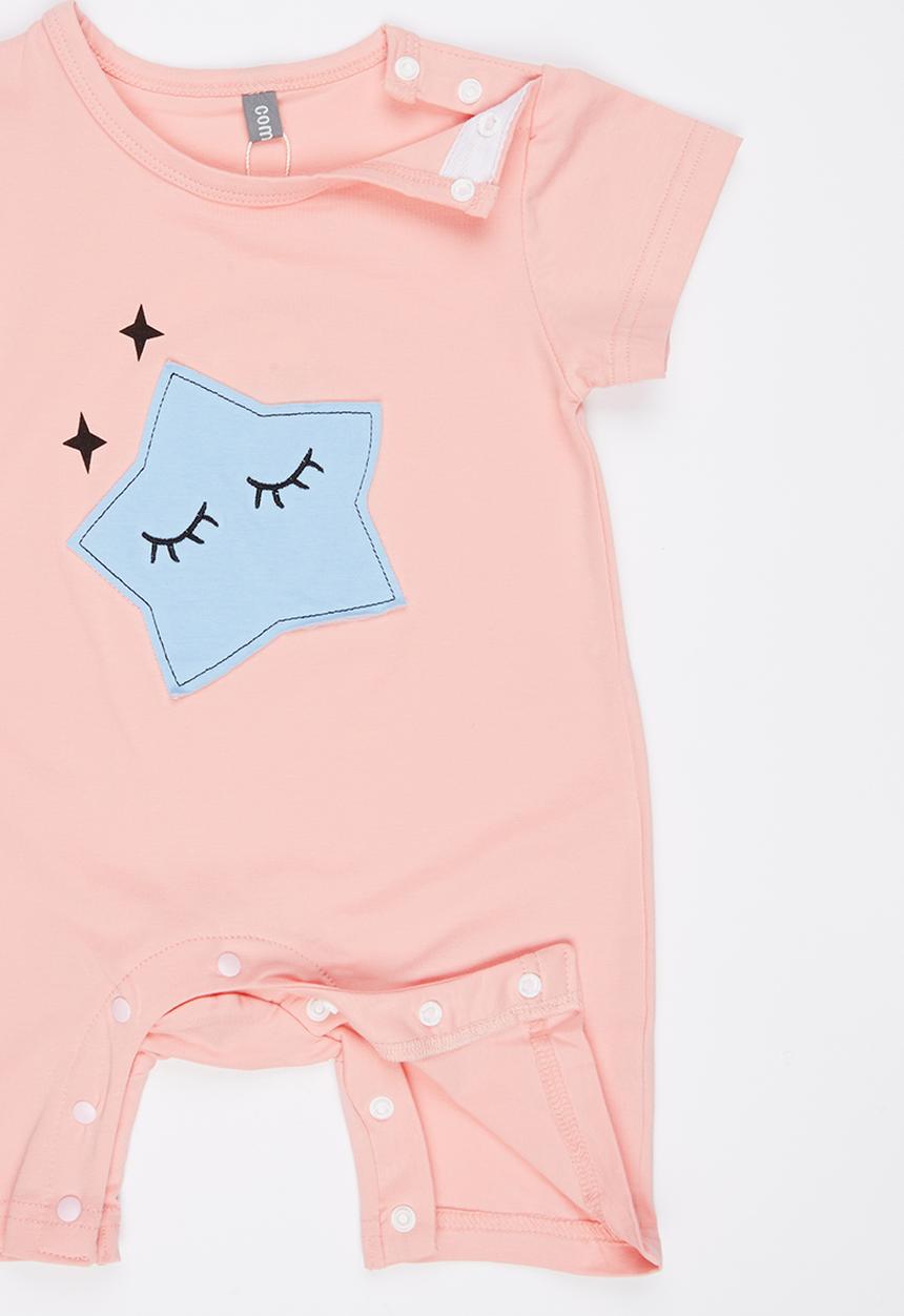 Peninsula Baby - Star Applique Romper Pale Pink