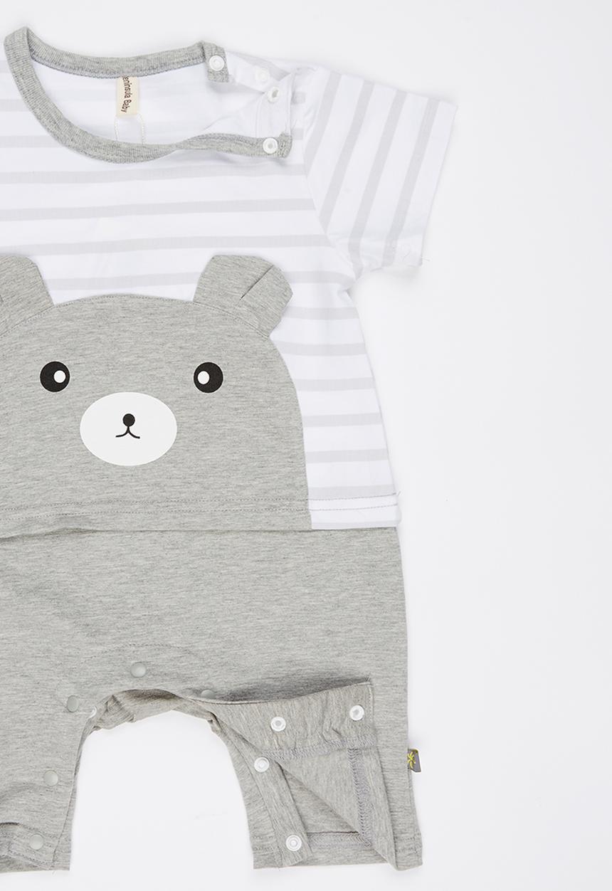 Peninsula Baby - Bear Romper Grey Melange