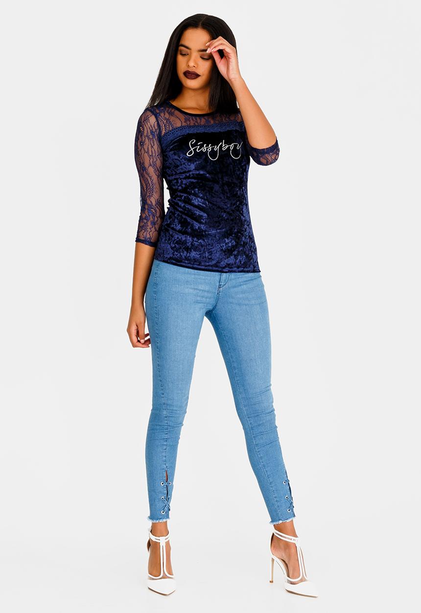 SISSY BOY - Velvet And Lace One Up Navy