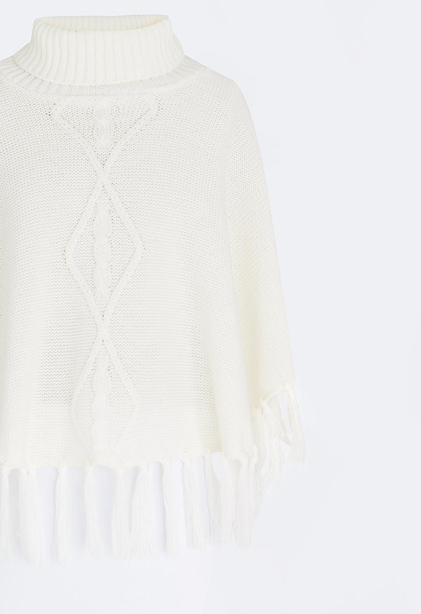 Rebel Republic - Fringed Poncho Milk