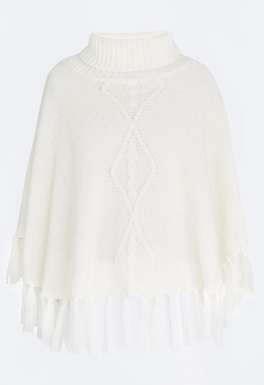 Rebel Republic - Fringed Poncho Milk