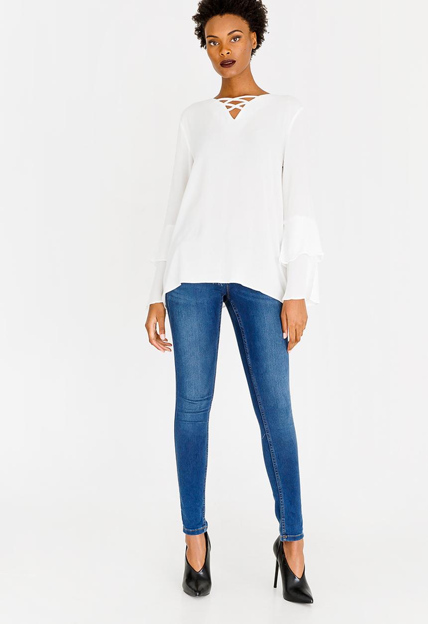 G Couture - Lace-up Detail Top White