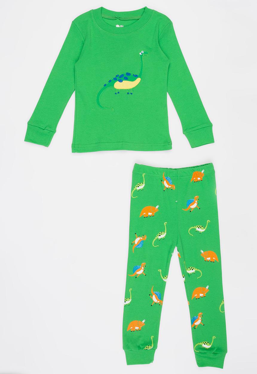 Pop Candy - Dino Printed PJ Set - Dark Green