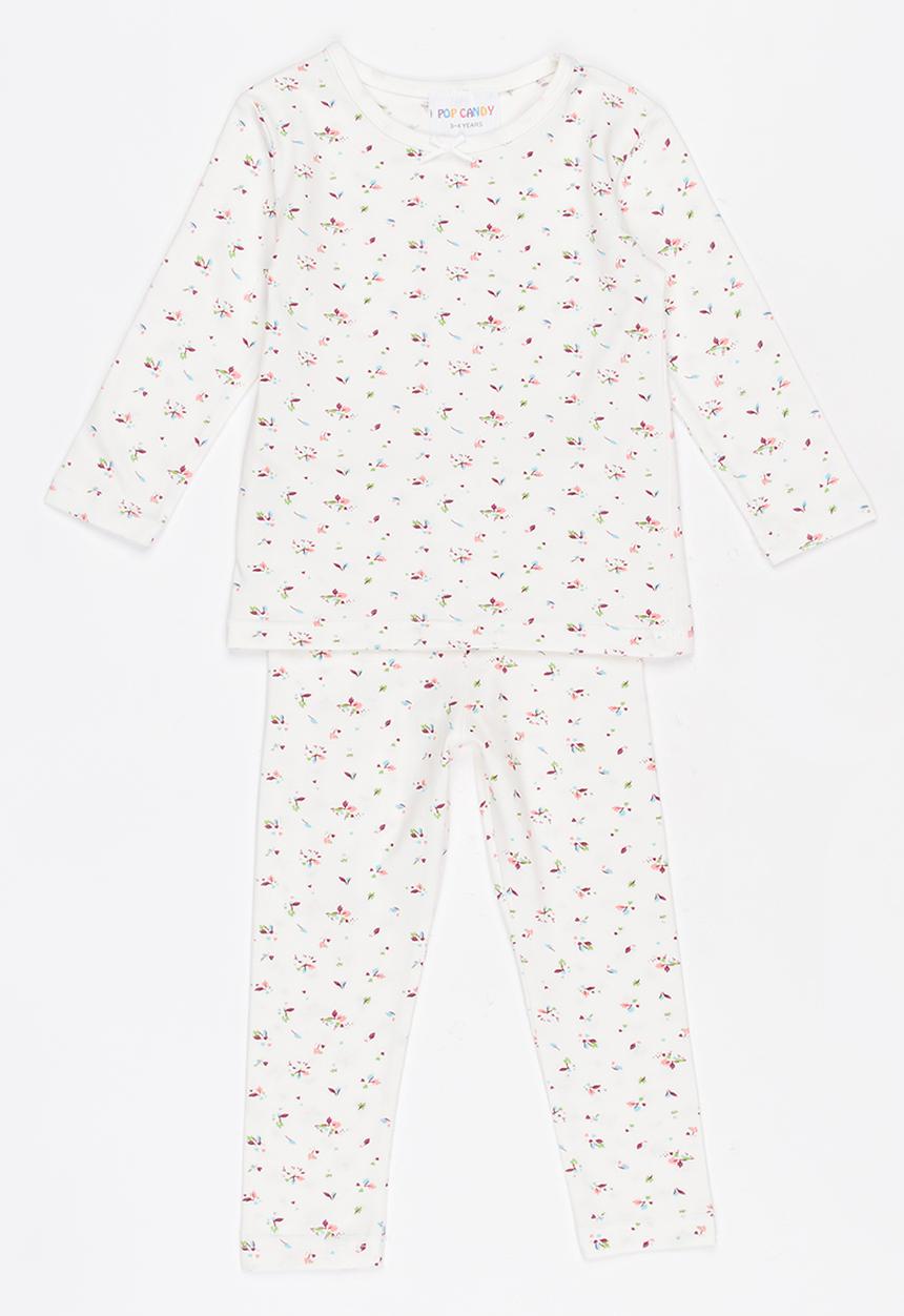 Pop Candy - Printed PJ Set - White/Multi-colour