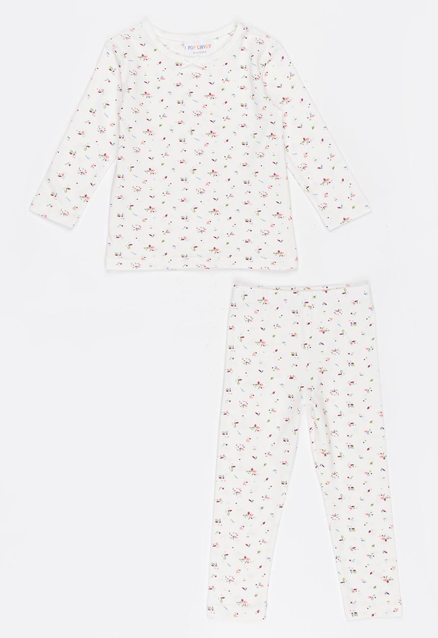 Pop Candy - Printed PJ Set - White/Multi-colour