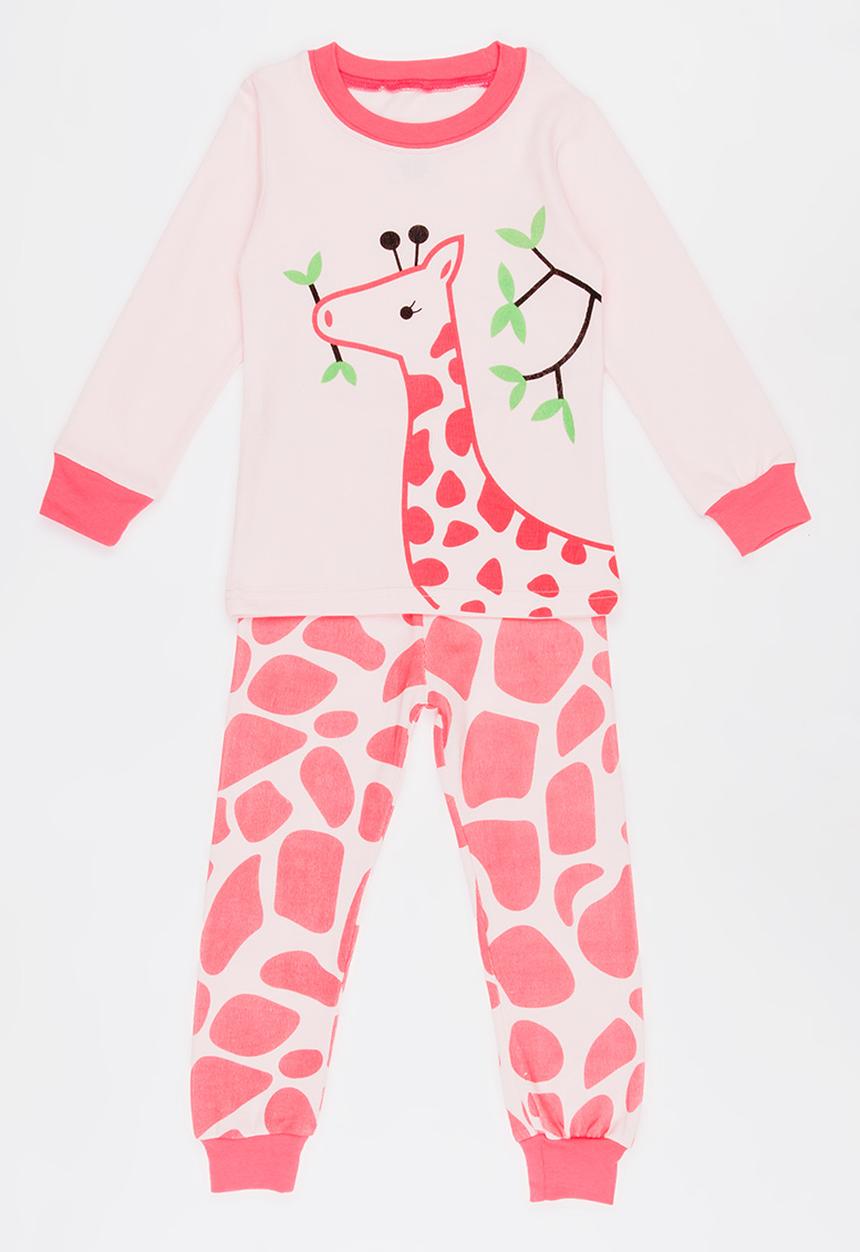 Pop Candy - Giraffe Printed PJ Set Mid Pink