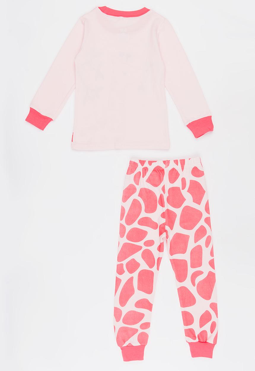 Pop Candy - Giraffe Printed PJ Set Mid Pink