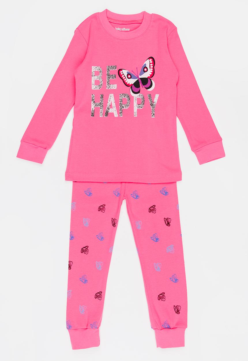 Pop Candy - Butterfly Printed PJ Set Dark Pink