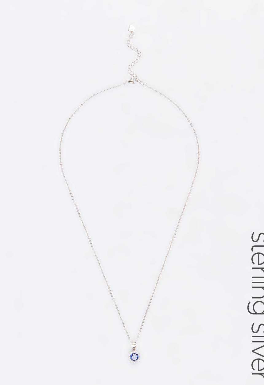 edit - Sterling Silver Cubic Zirconia Necklace Blue