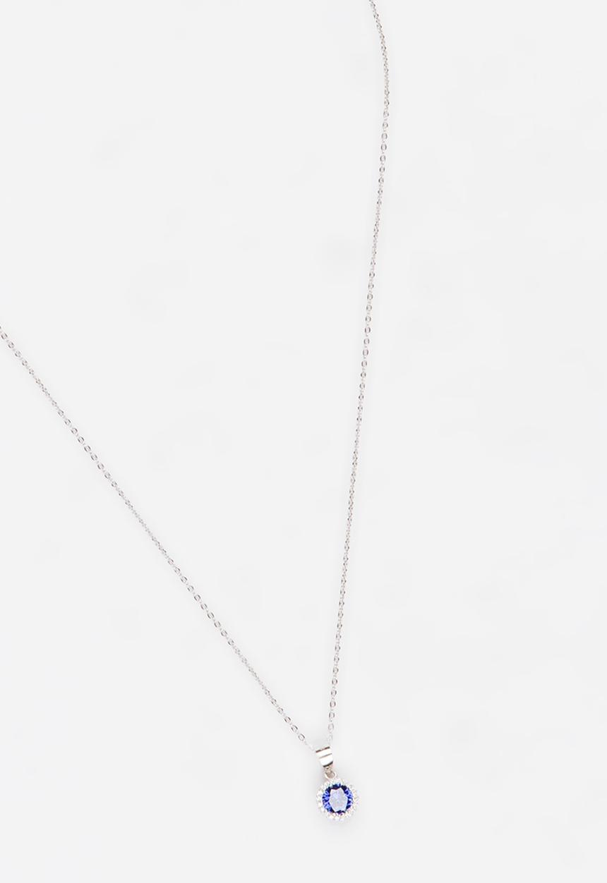 edit - Sterling Silver Cubic Zirconia Necklace Blue