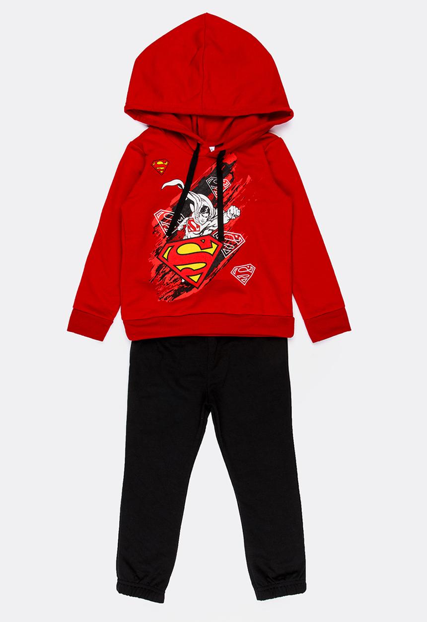 Pop Candy - Printed Hoodie And Jogger Set Red