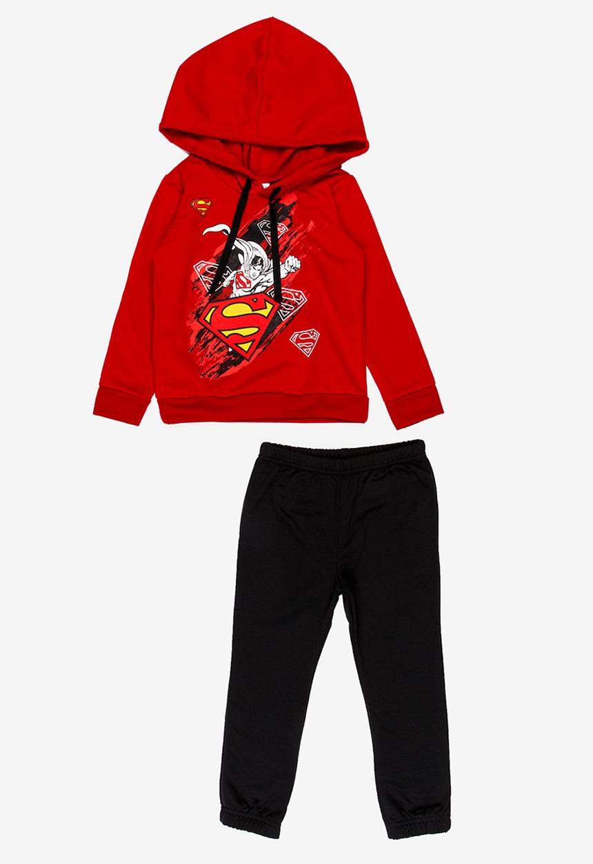 Pop Candy - Printed Hoodie And Jogger Set Red