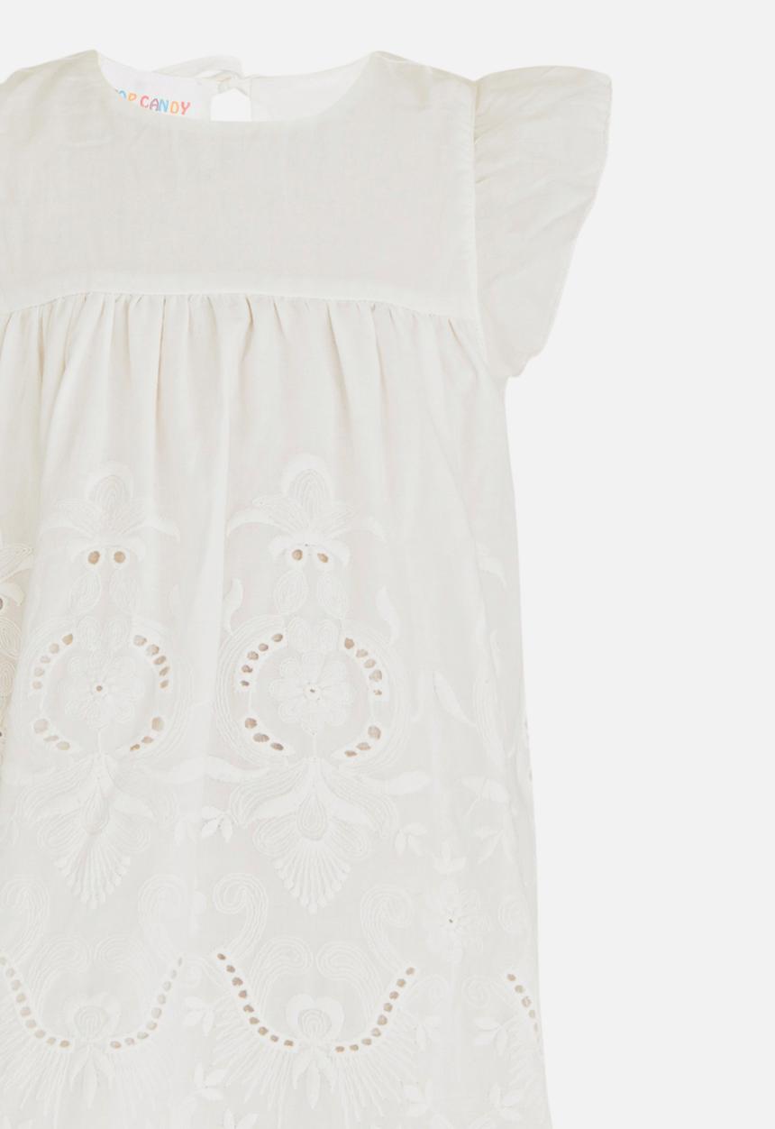 Pop Candy - Babydoll Dress with Flutter Sleeve White